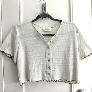 Vintage Y2K Coquette Ribbed Cardigan Top Soft Girl Cottagecore Molly Malloy S